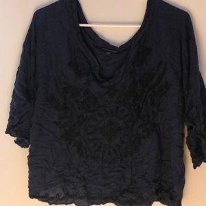 Sexy navy and black embroidered crop top